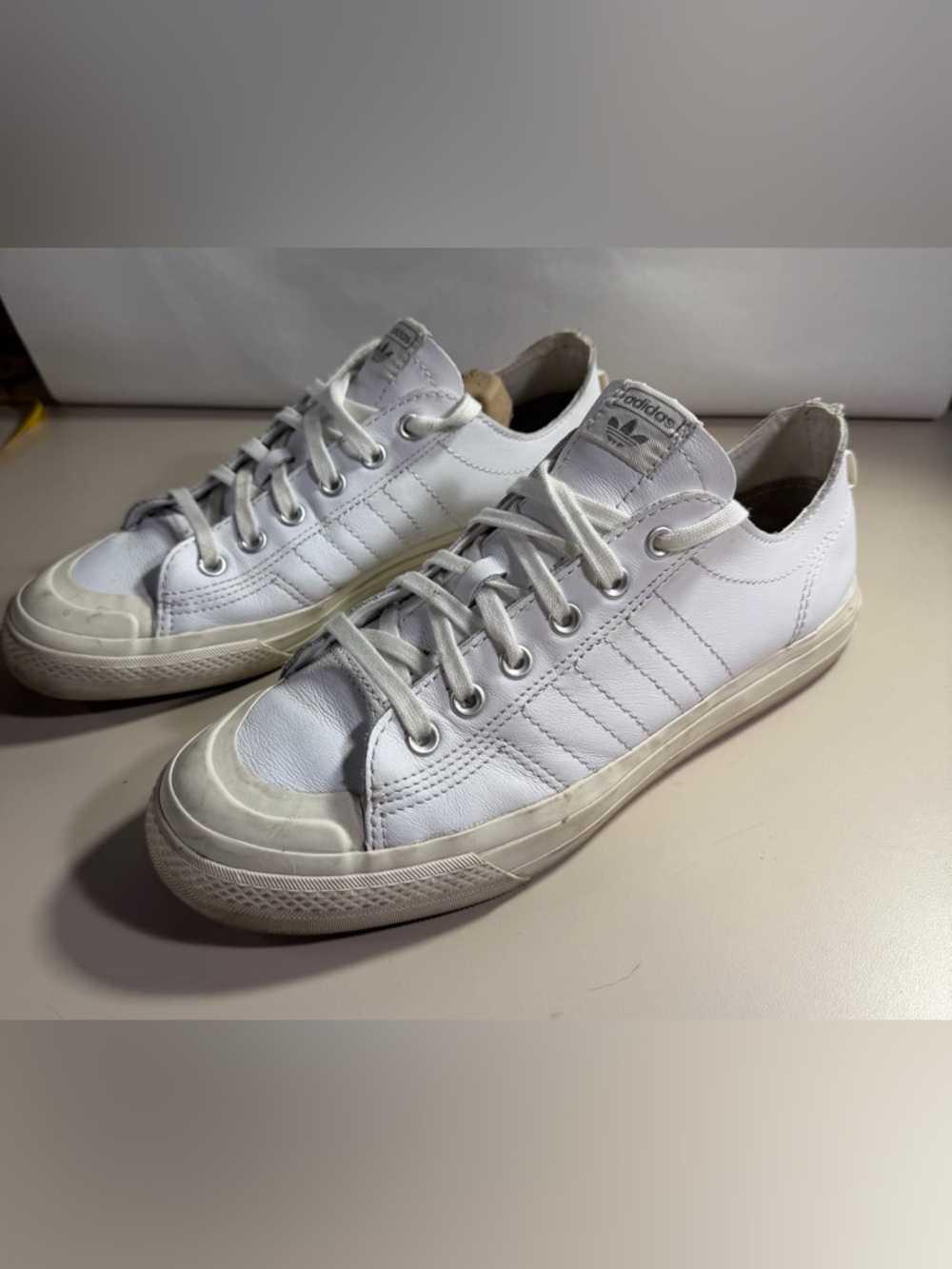 Adidas Nizza RF 'Triple White' Leather Sneakers Men's Sz 11